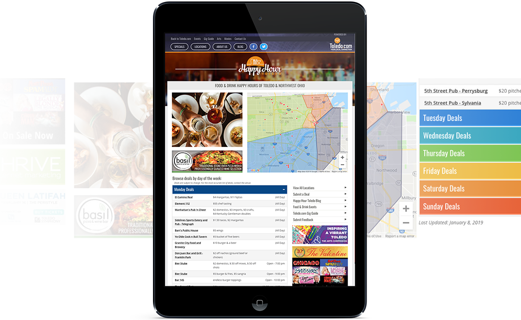 Project Overview Screenshot for Happy Hour Toledo